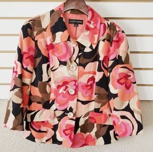 Kasper & Company floral linen blazer size 10